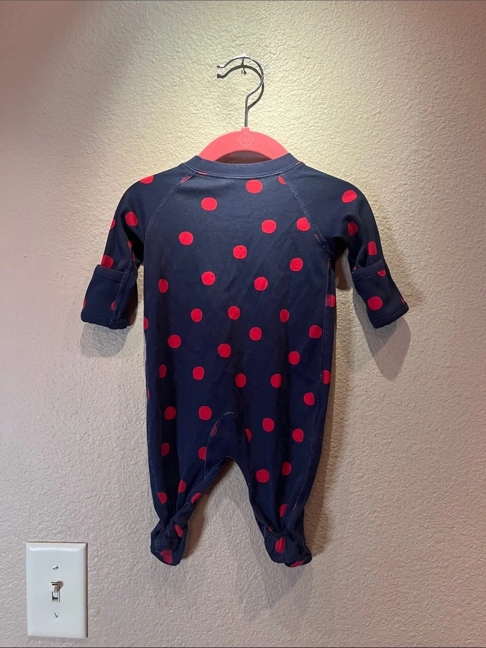 Hanna Andersson Baby Footed Pajamas 0-3 Months Organic Pima Cotton Polka Dots
